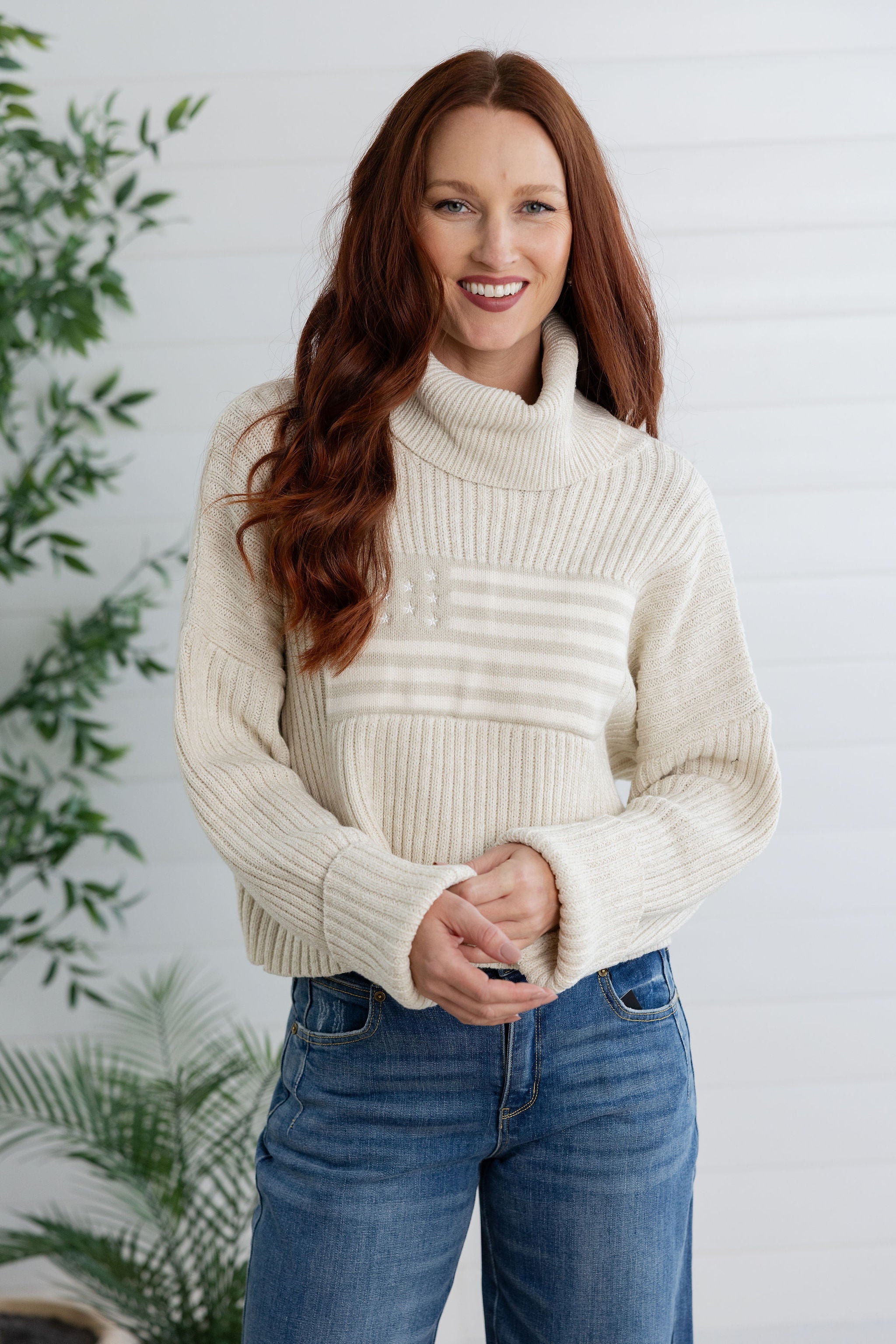 Turtleneck American Flag Sweater