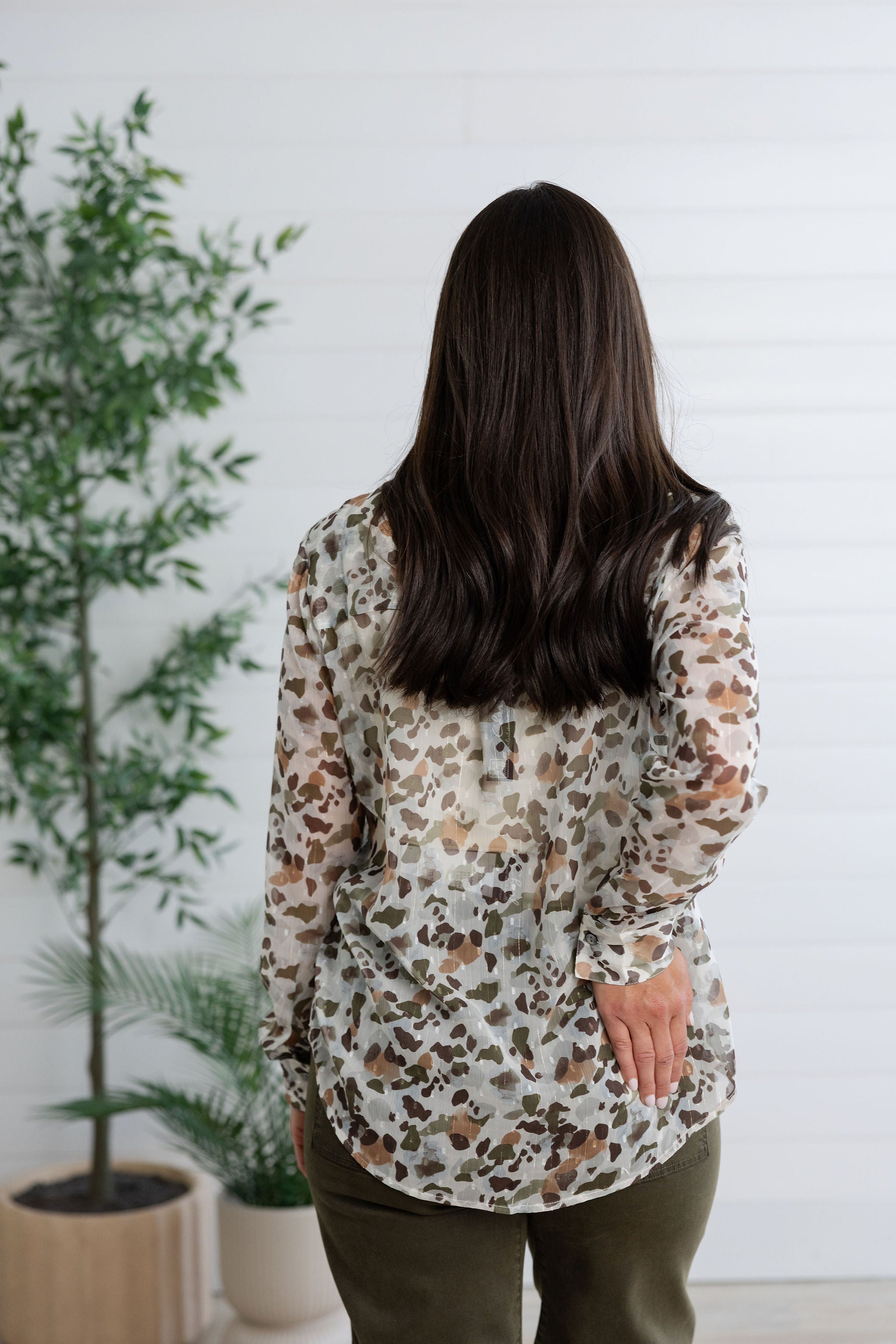 Pebble Print Long Sleeve Button Up Shirt