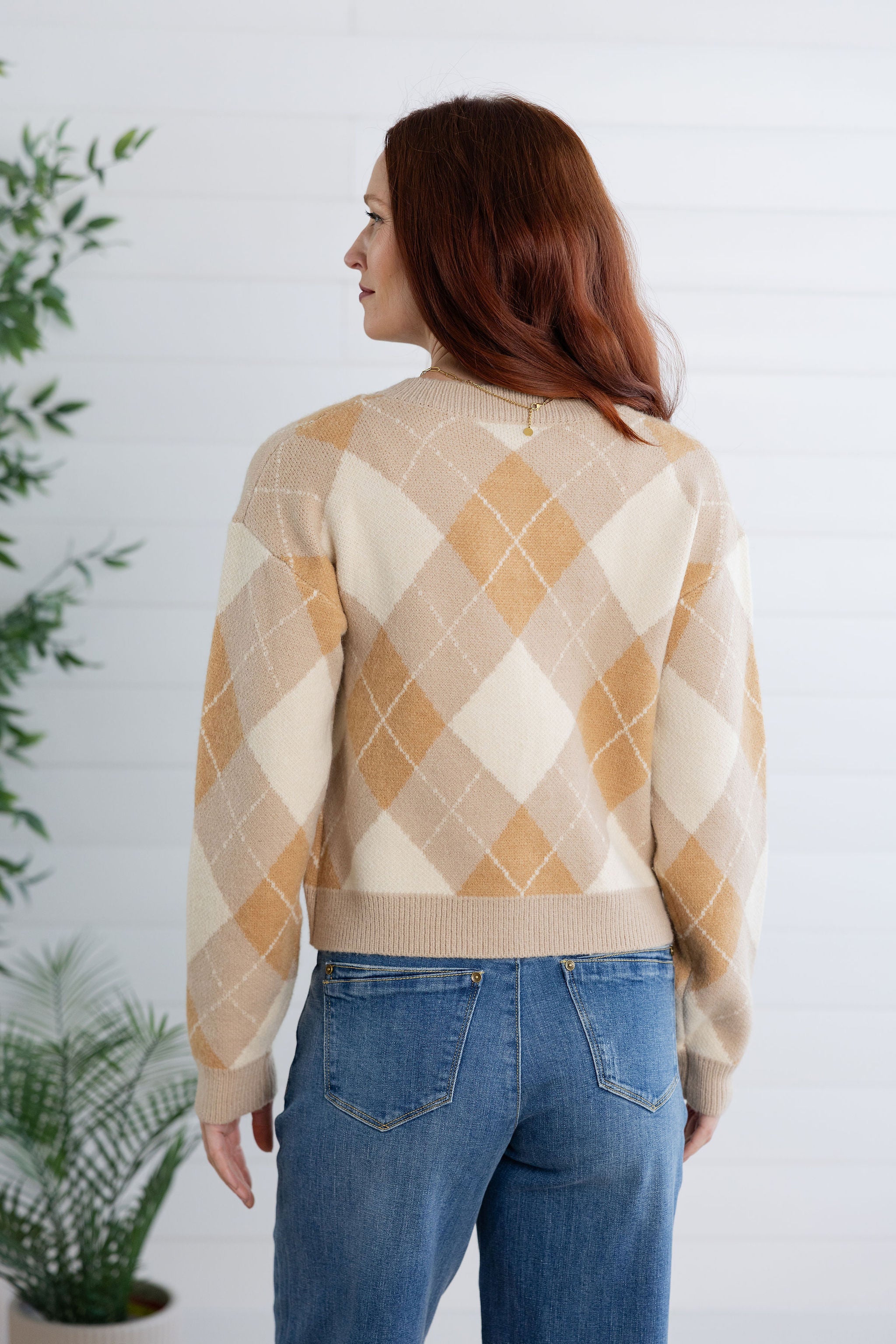 Classic Argyle Knit Cardigan