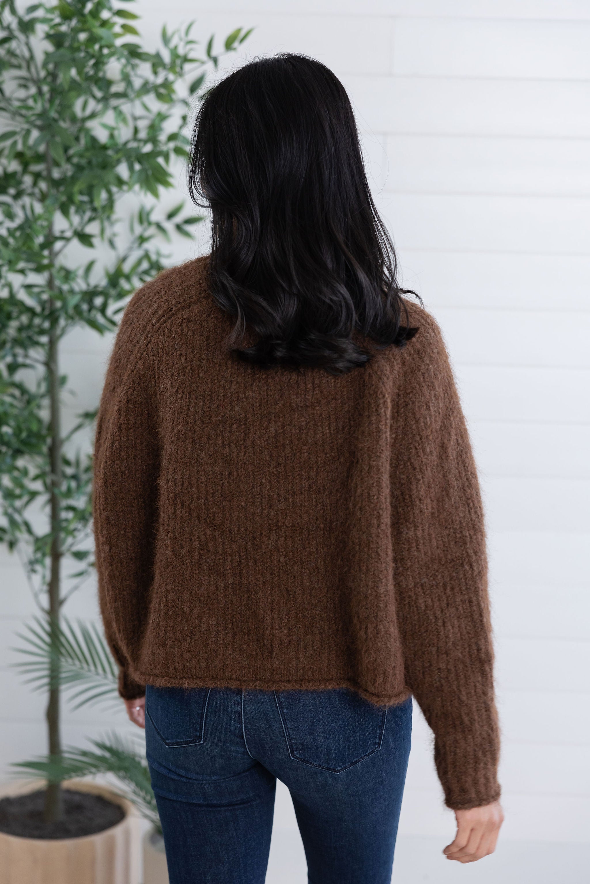 Mac and Me Boxy Fuzzy Knit Mock Neck Sweater