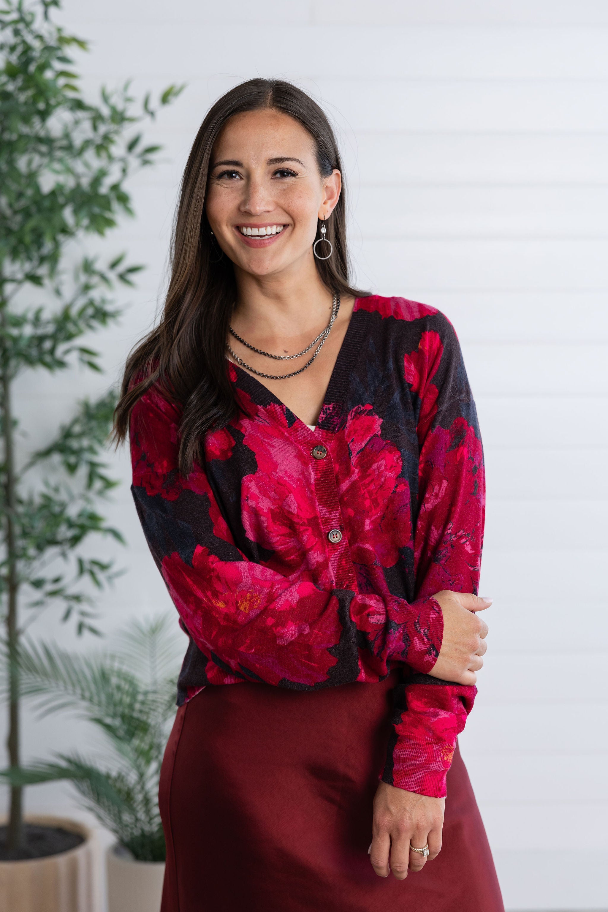 MB Floral V Neck Cardigan