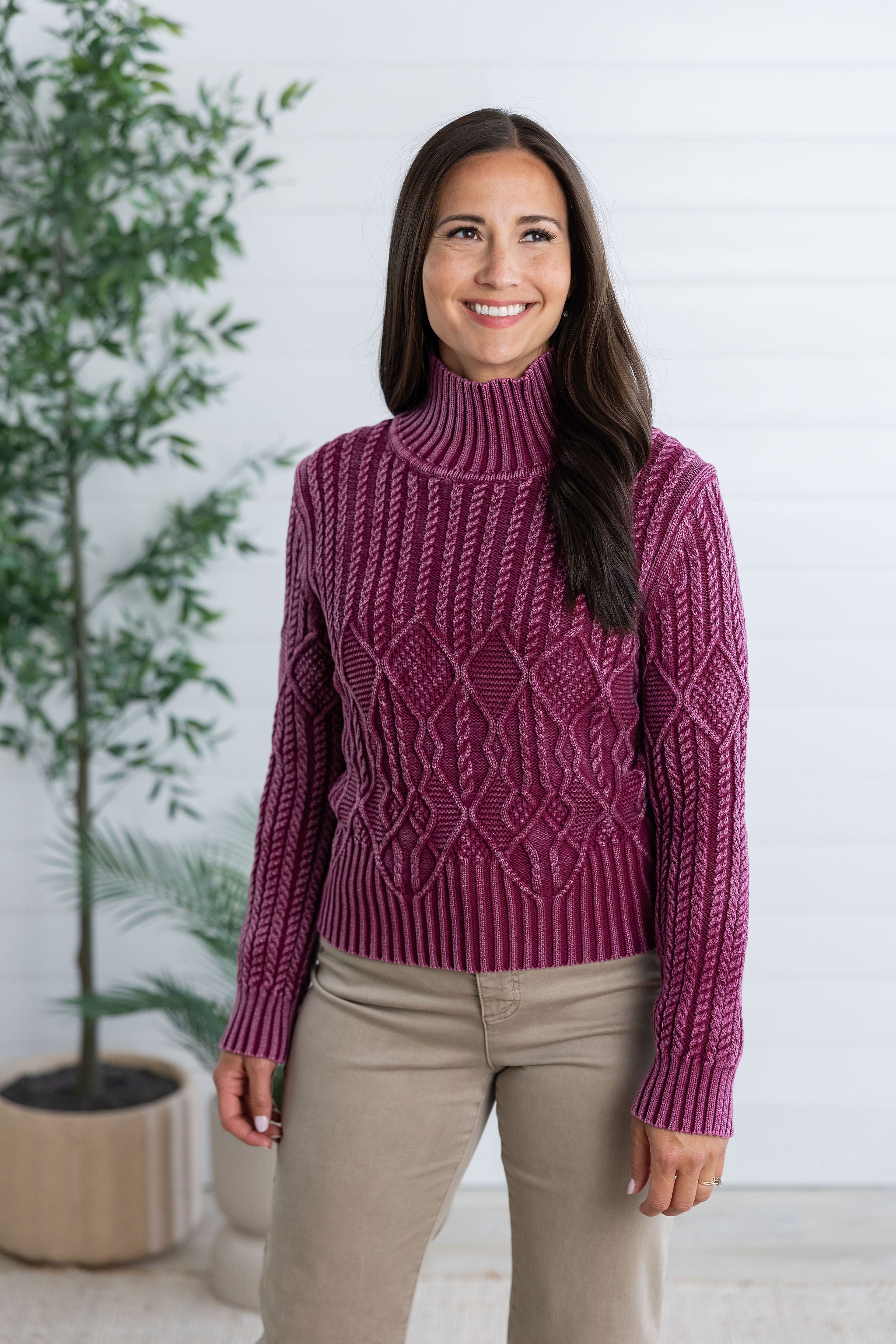 MB Cotton Cable Mock Neck Sweater
