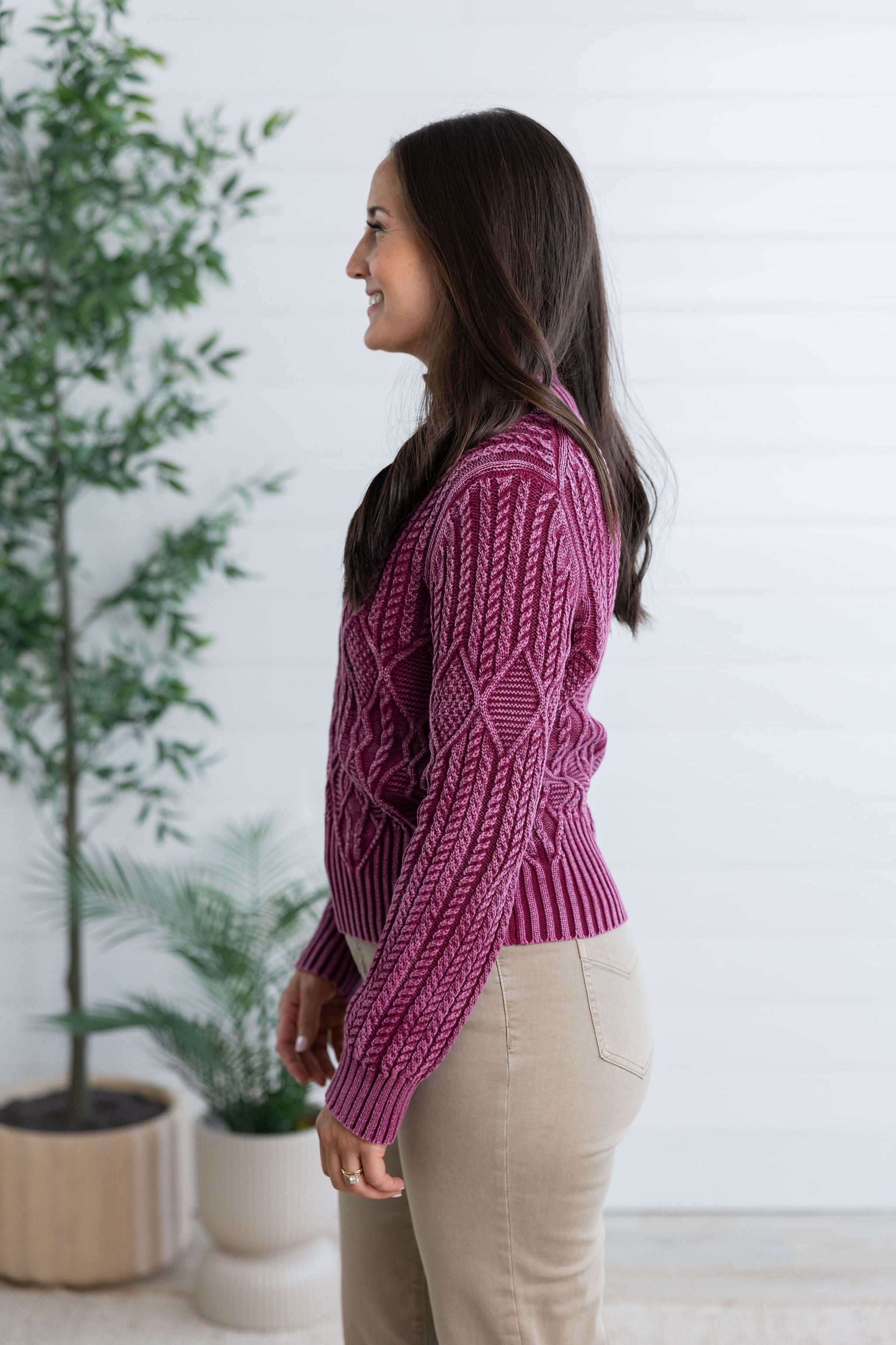MB Cotton Cable Mock Neck Sweater