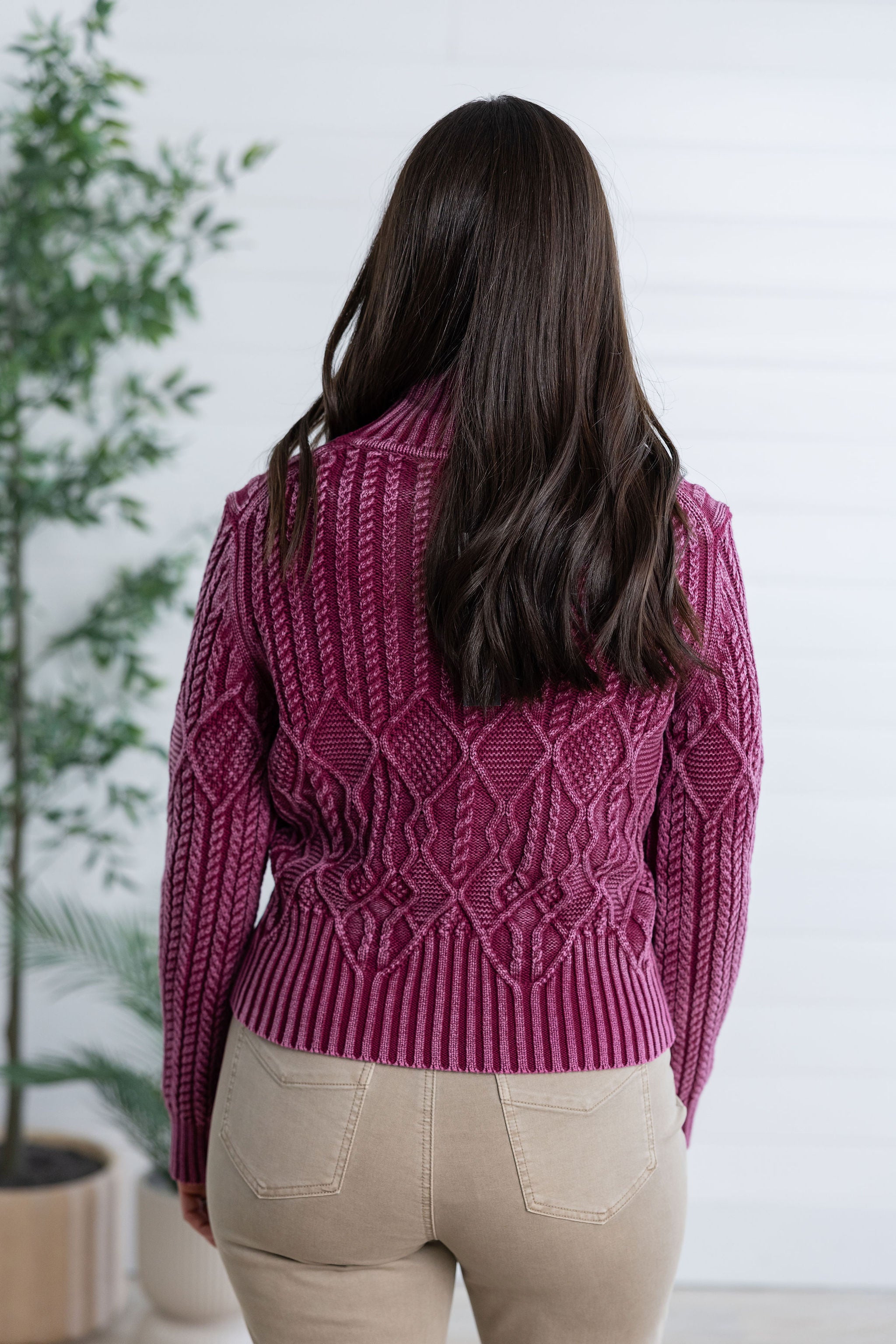 MB Cotton Cable Mock Neck Sweater