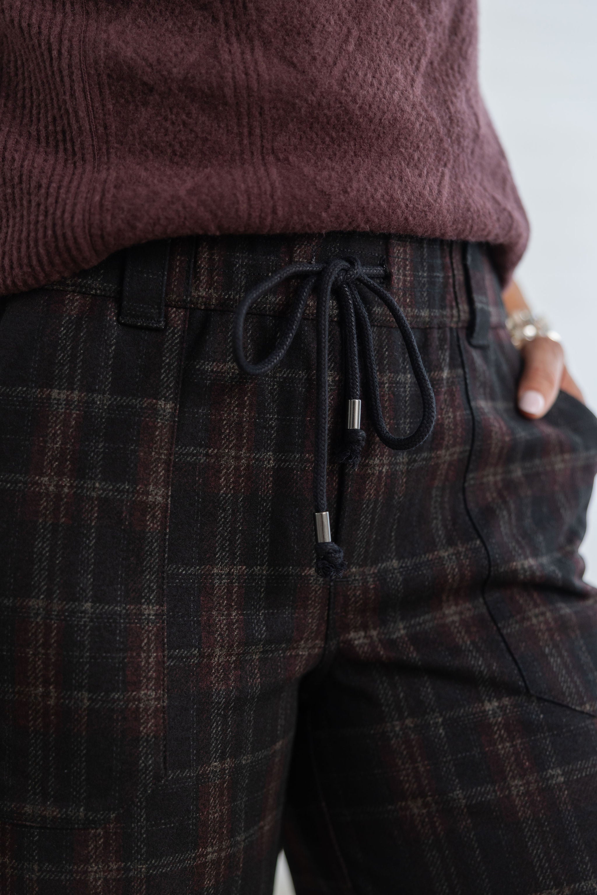 Mac and Me High Rise Classic Check Wide Leg