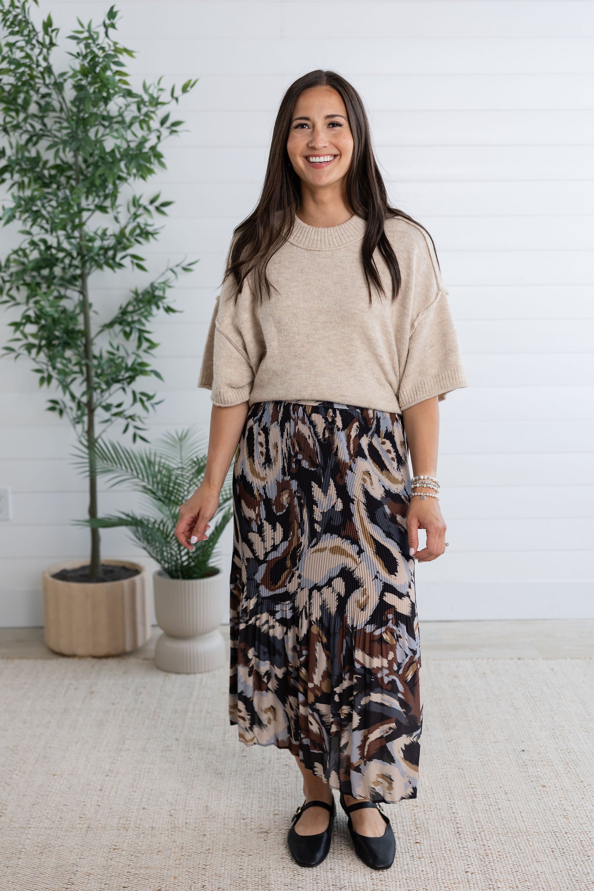 MB Lofty Elbow Sleeve Crew Neck Sweater