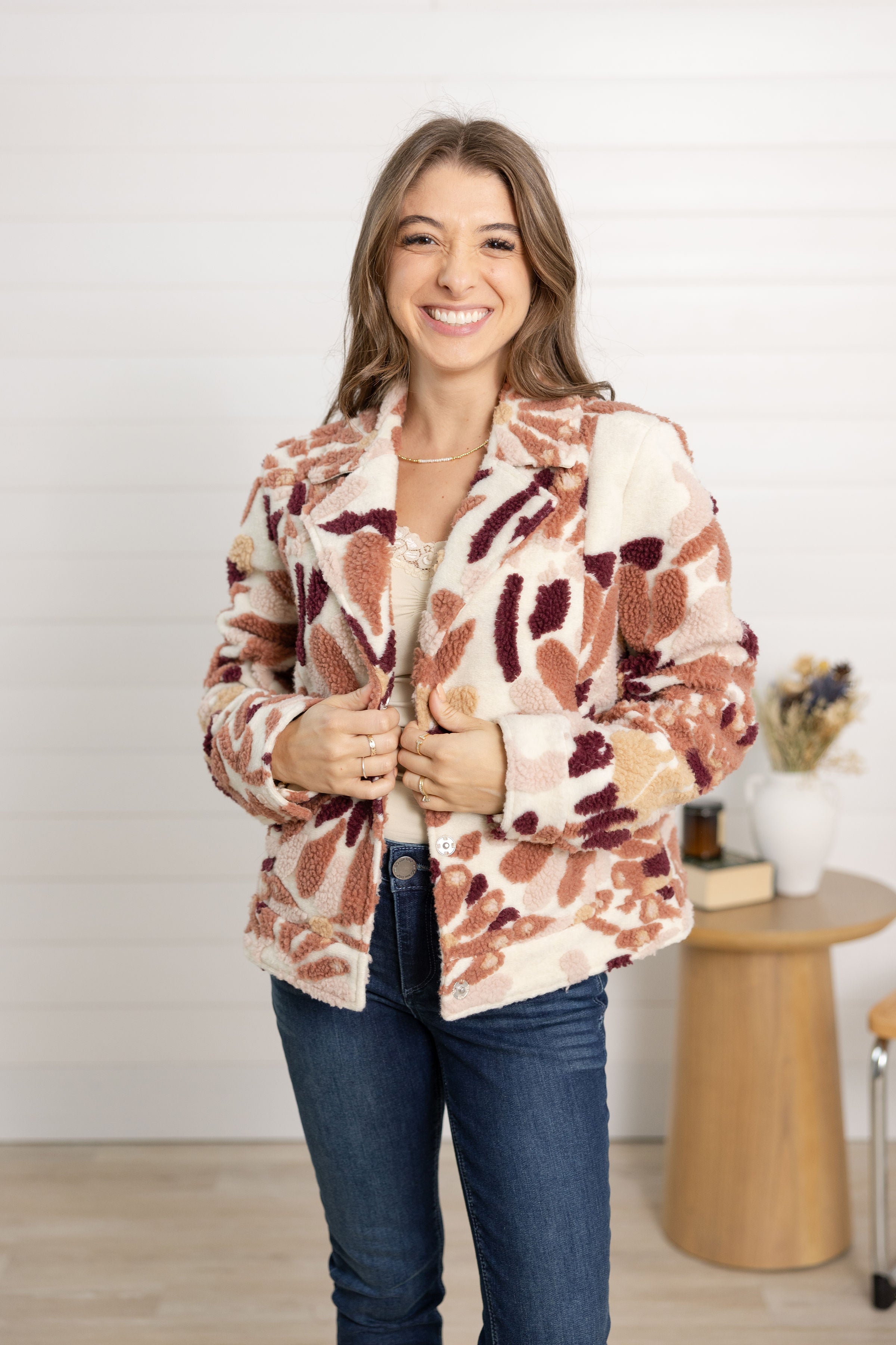*FINAL SALE* Sherpa Flocked Floral Fleece Jacket
