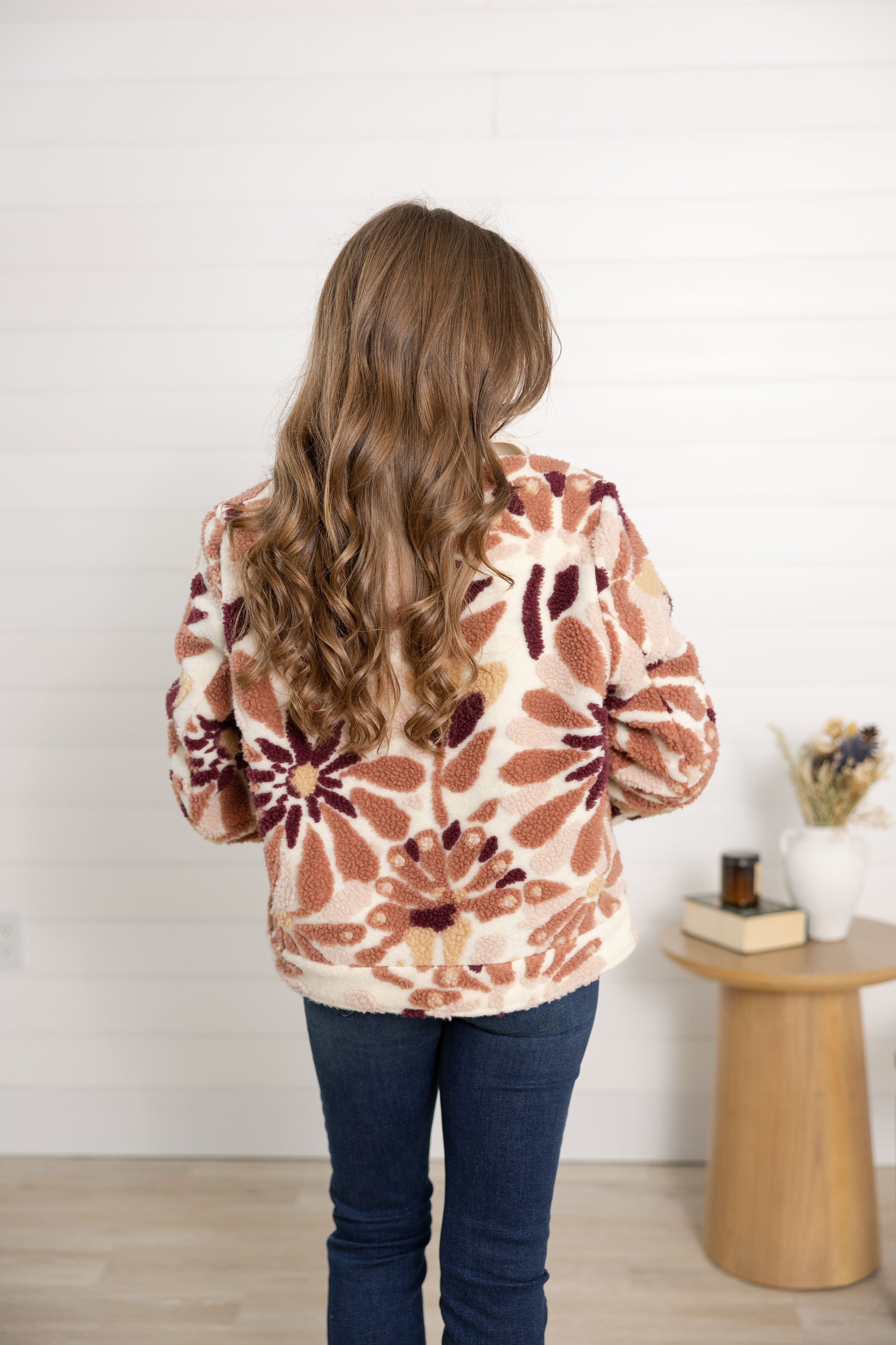 *FINAL SALE* Sherpa Flocked Floral Fleece Jacket