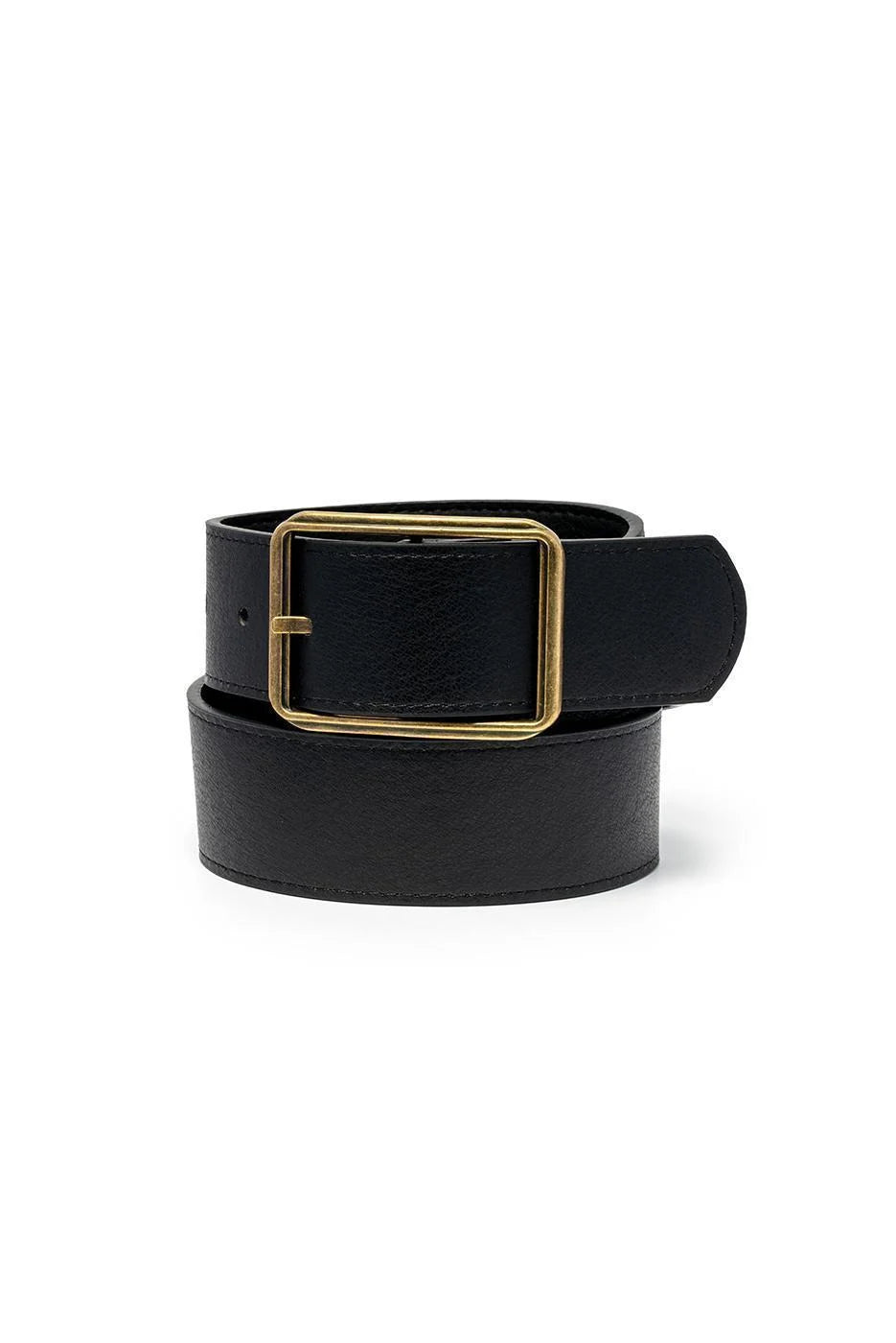 Sueded Belt with Gold Squared Buckle