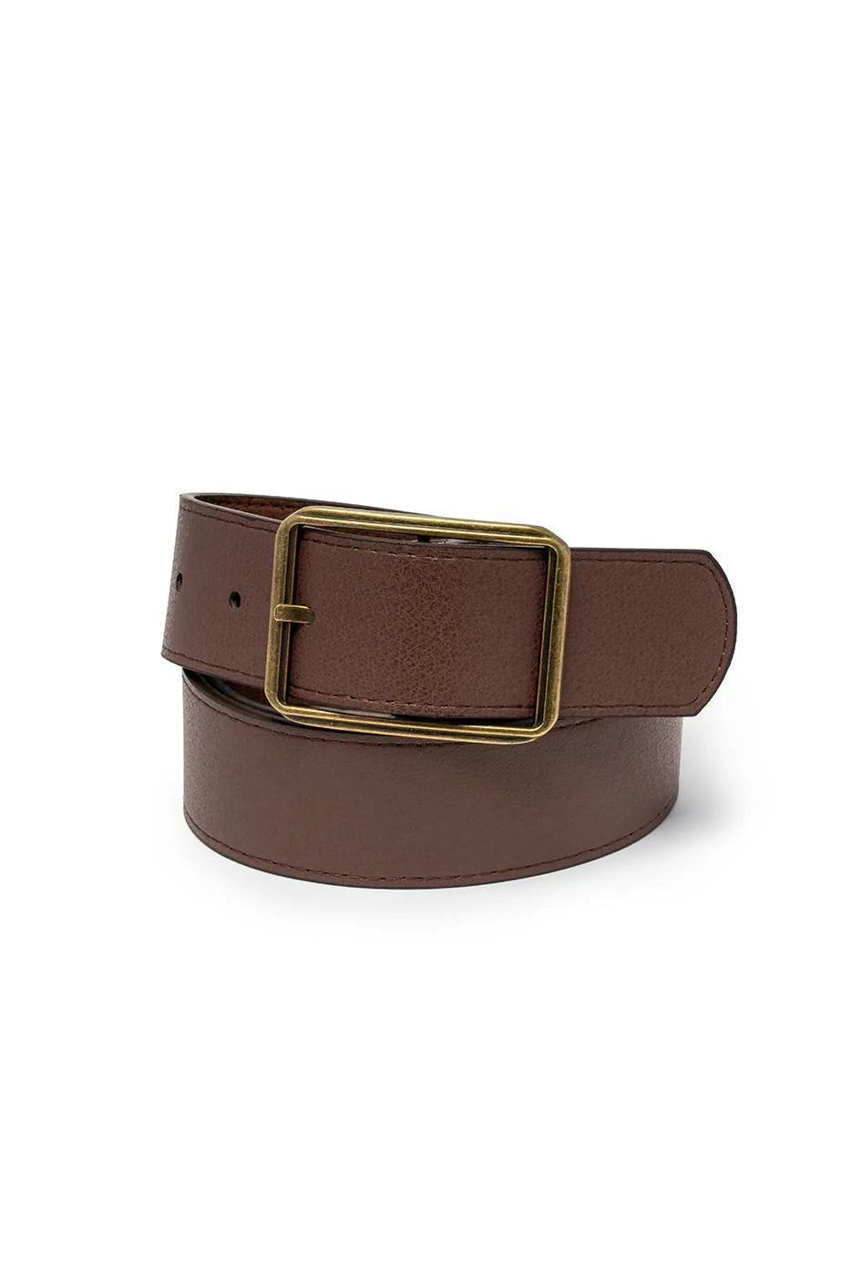 Sueded Belt with Gold Squared Buckle