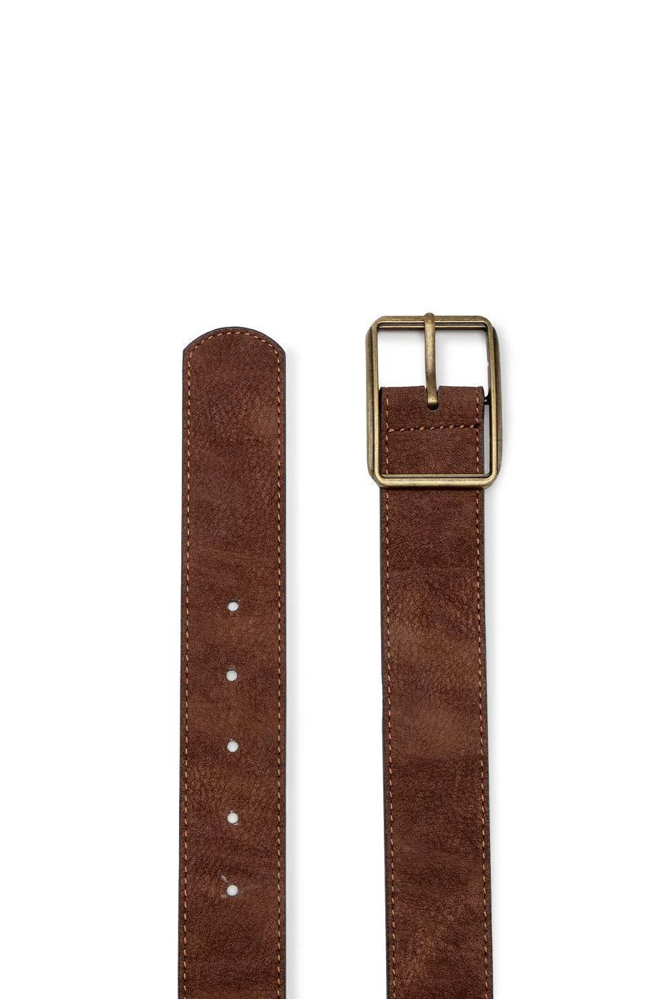 Sueded Belt with Gold Squared Buckle