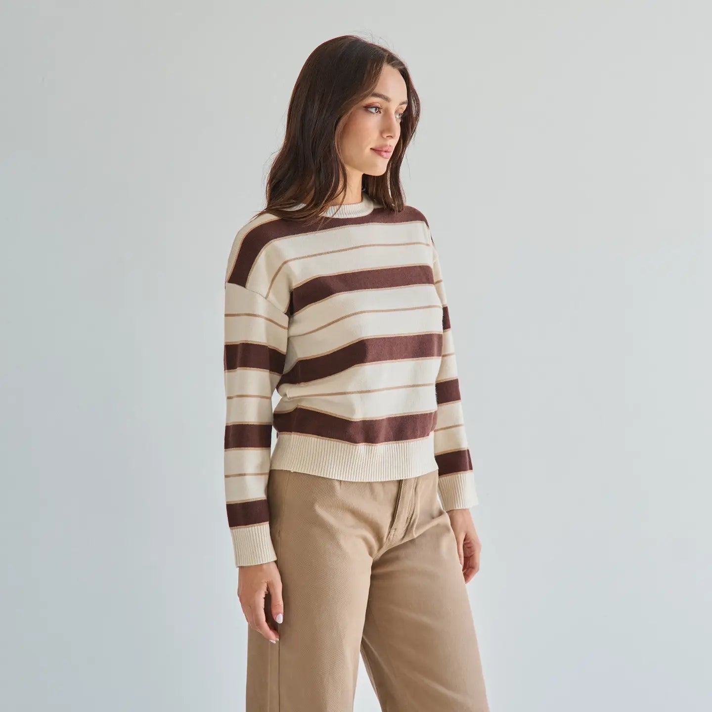 Striped Relaxed Crew Neck Sweater