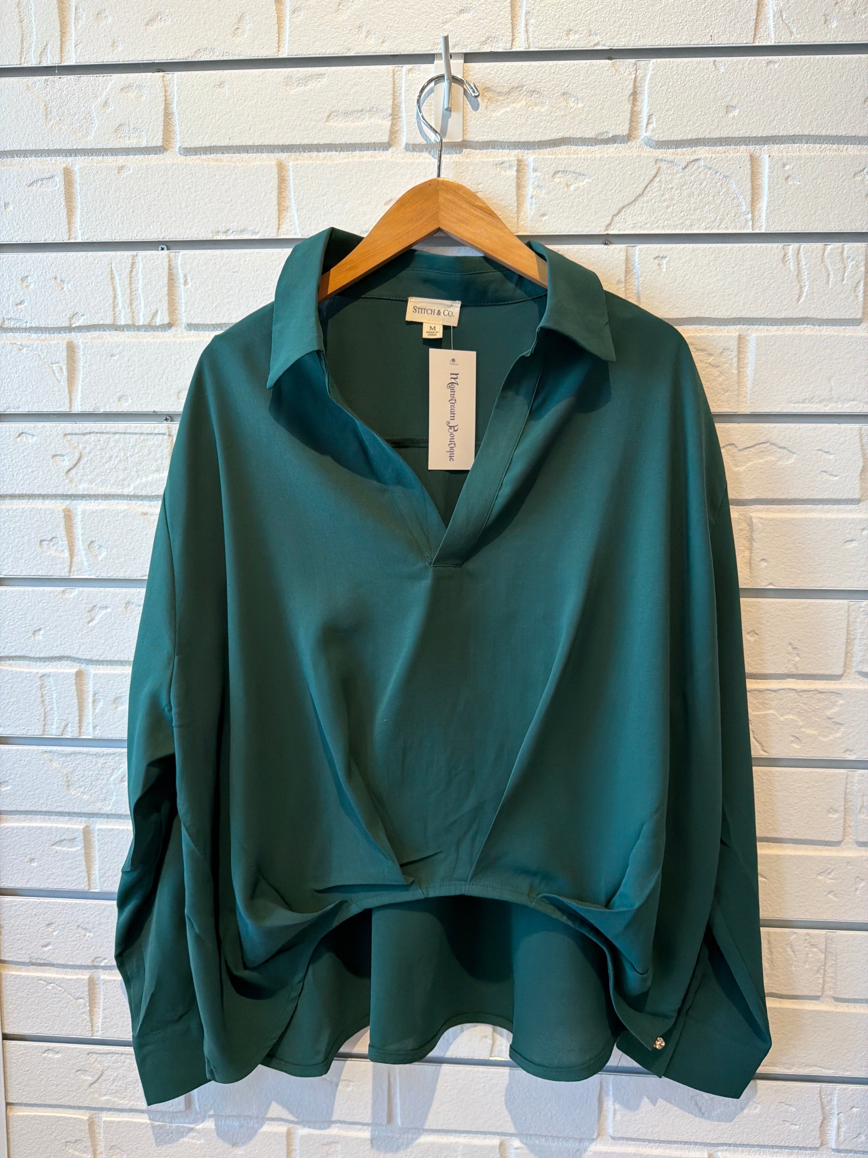 Collared Bubble Hem Blouse