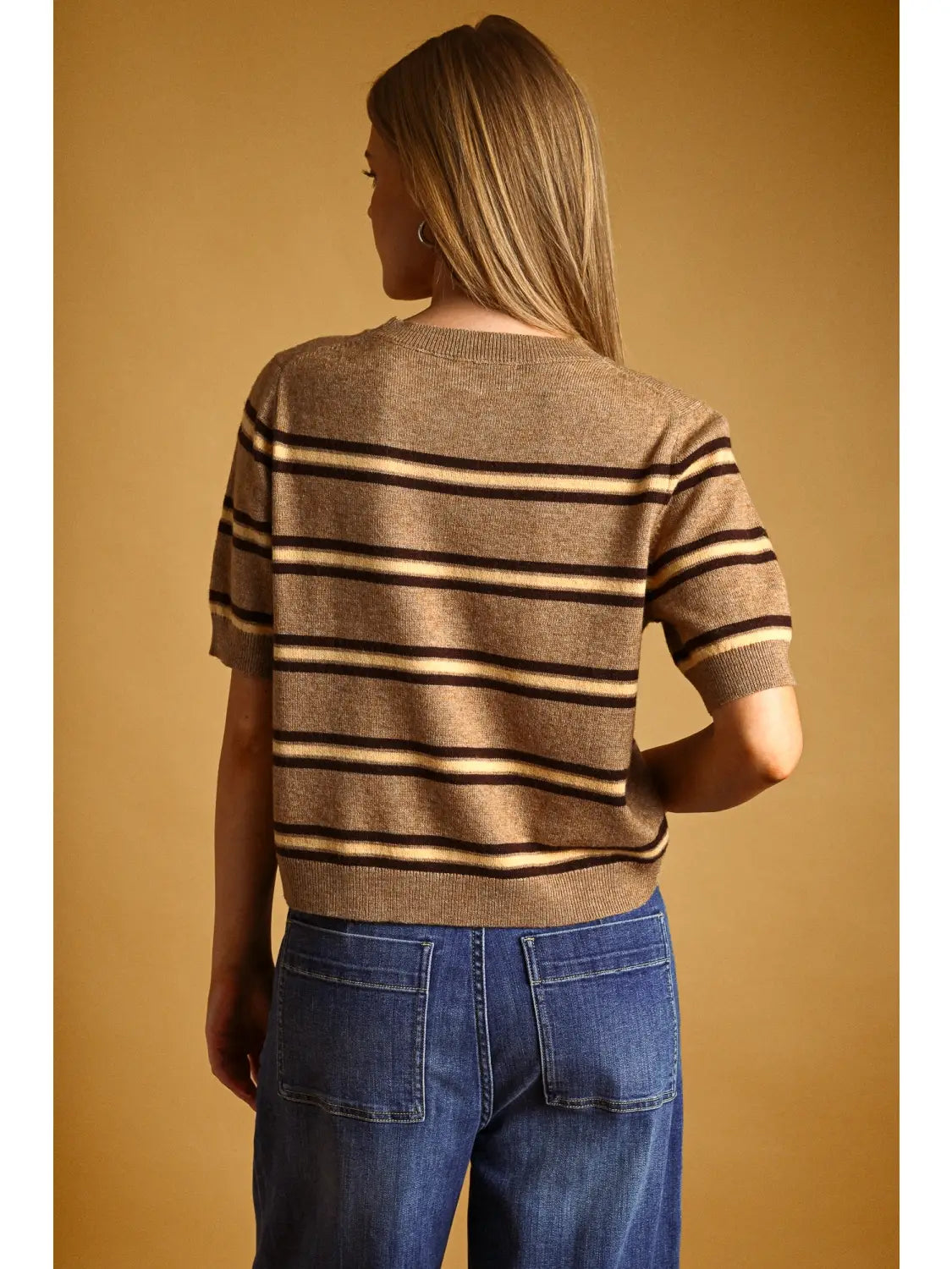 Short Sleeve Striped Knit Top