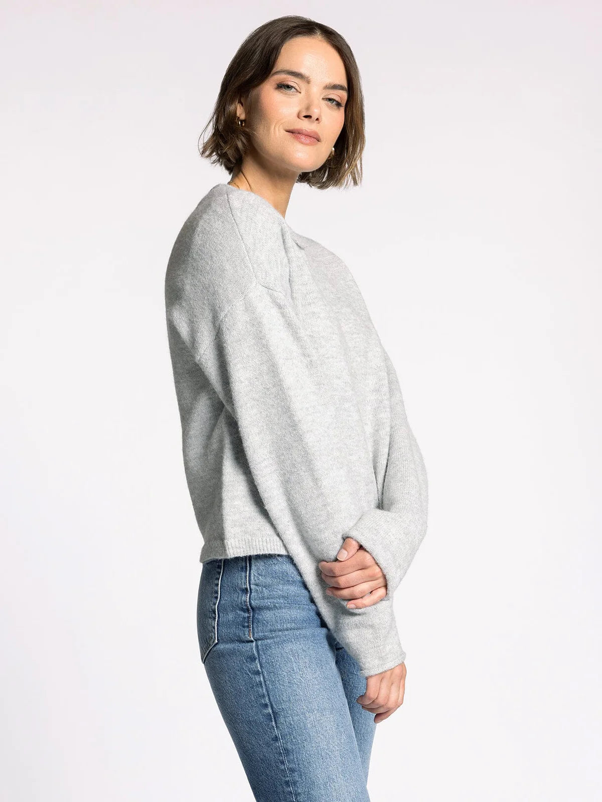 Rolled Hem Crew Neck Cardigan