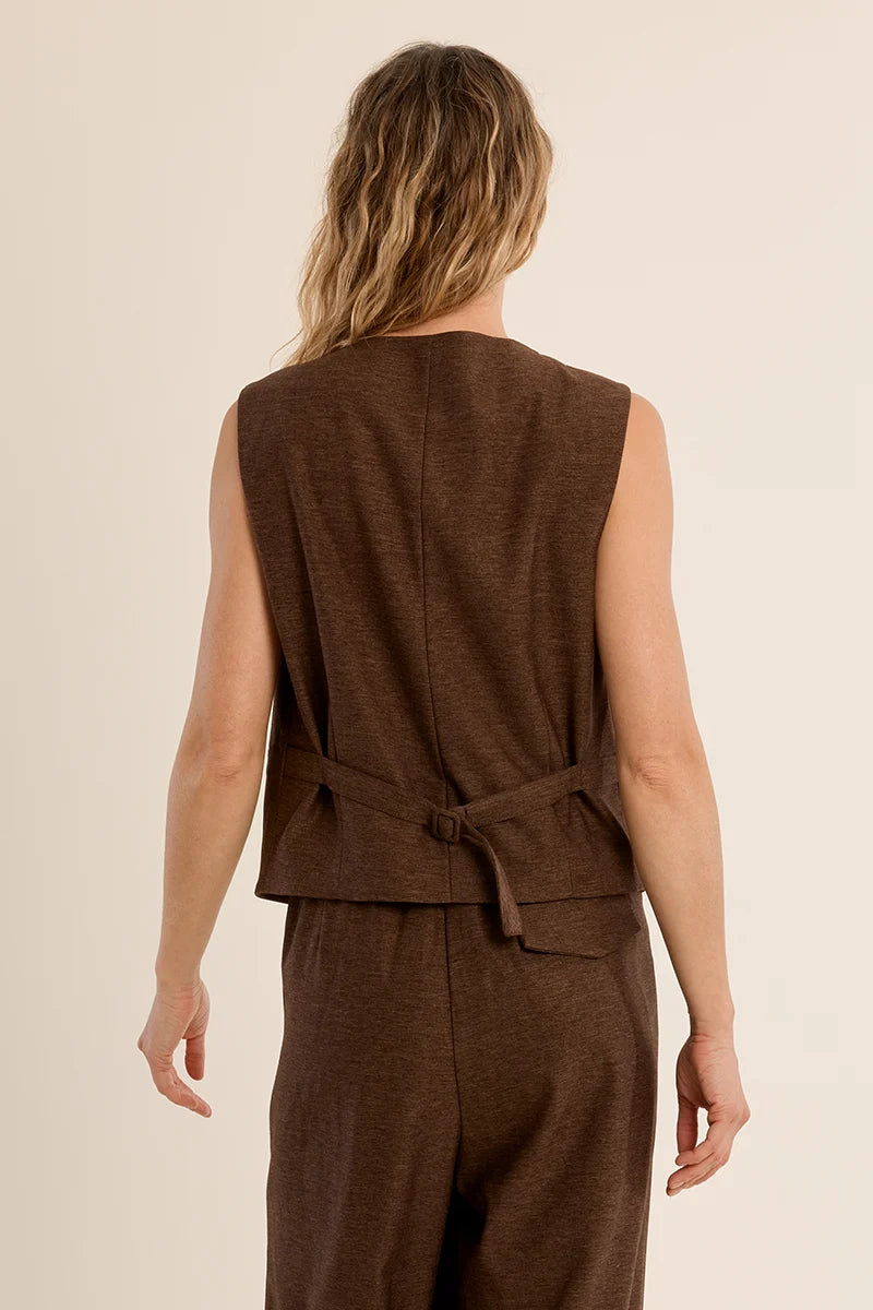 Sleeveless Belted Blazer Vest