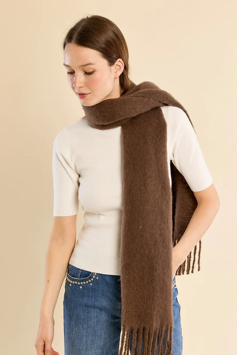 Woven Scarf with Fringe Detail