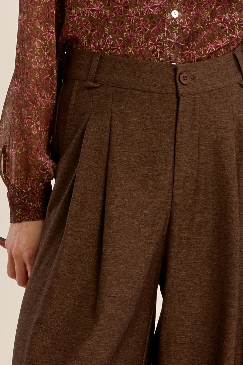 High-Rise Pleated Wide Leg Pant