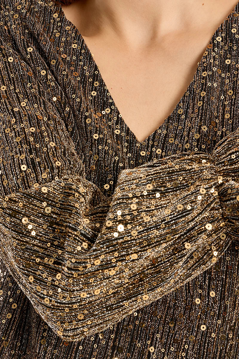 Rhinestone V-Neck Blouse