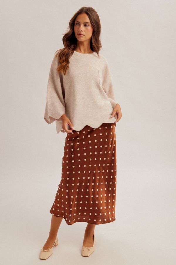 Polka Dot Satin Skirt