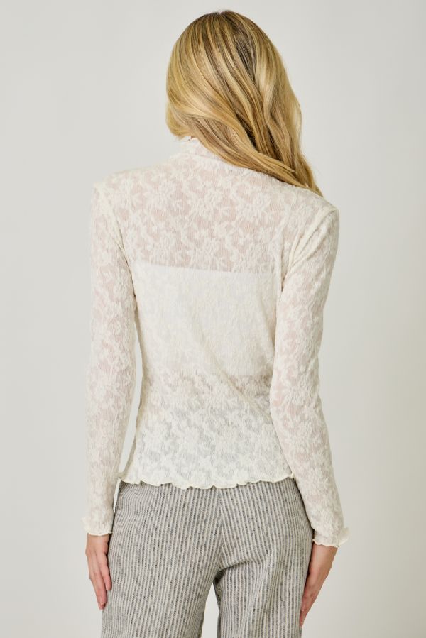 Lettuce Edge Knit Mesh Textured Top