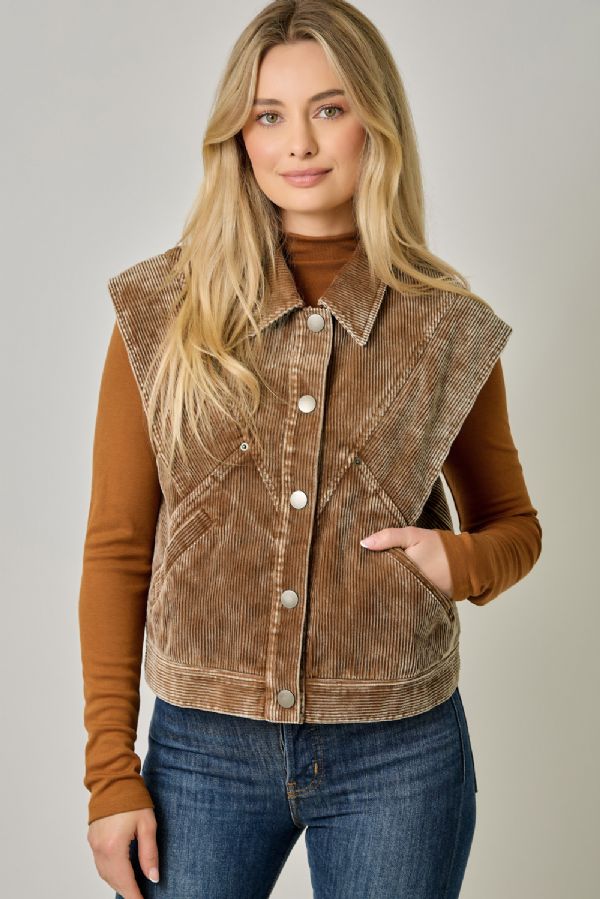 Cotton Oversized Washed Corduroy Vest