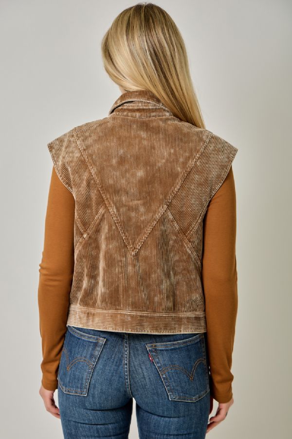 Cotton Oversized Washed Corduroy Vest