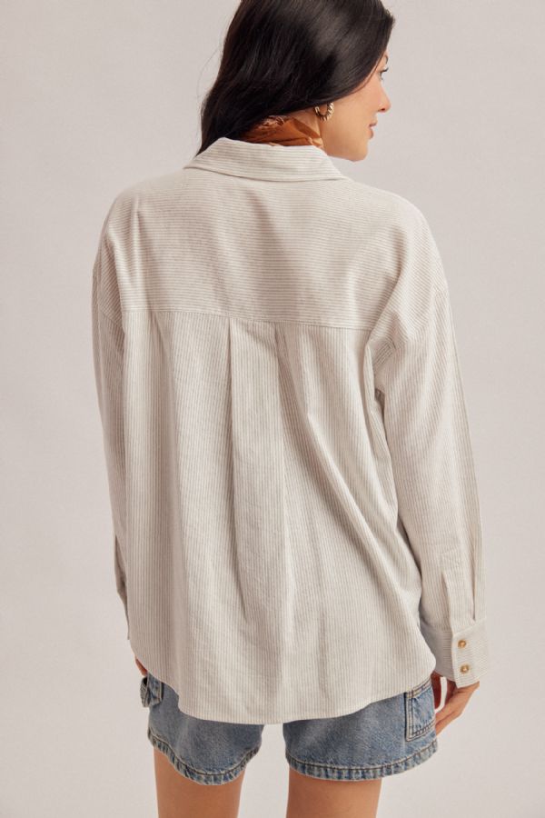 Pinstripe Button Down Boyfriend Shirt