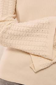 MB Studded Sleeve Crew Neck Sweater