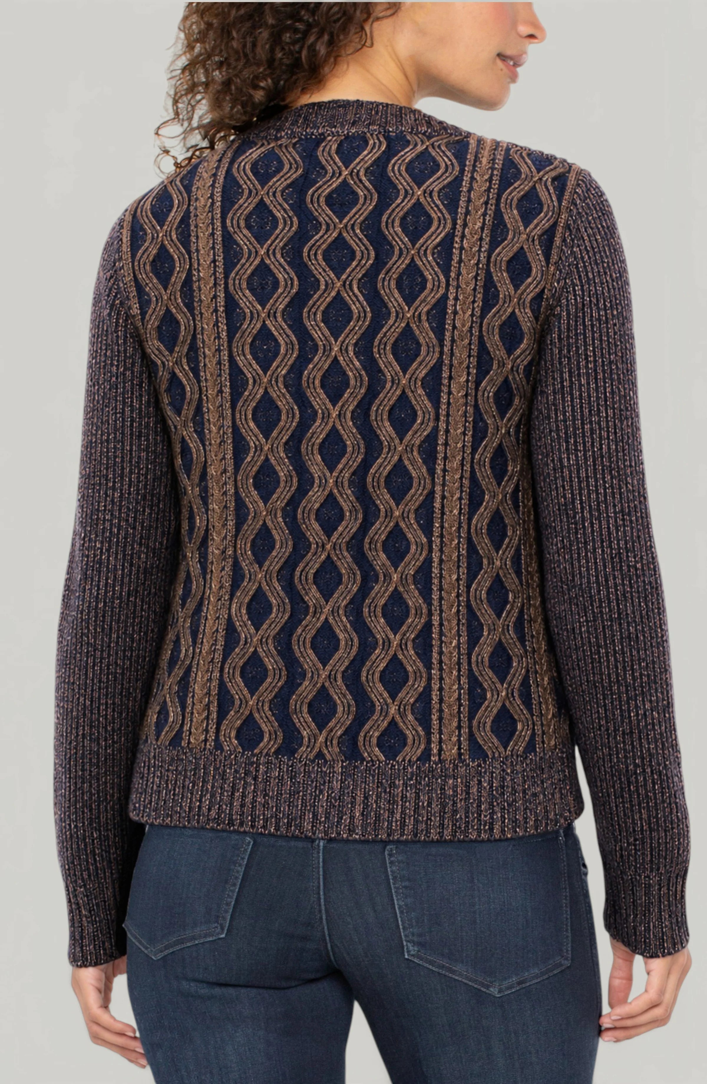 Liverpool Crew Neck Twist Cable Knit Sweater