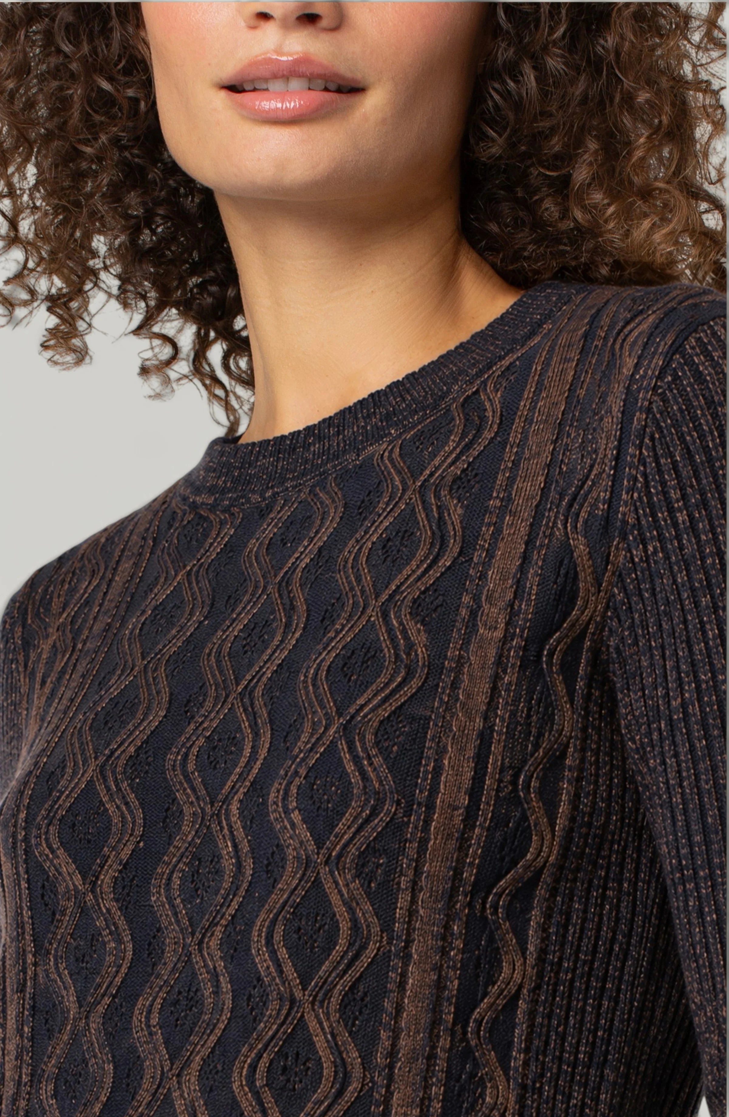 Liverpool Crew Neck Twist Cable Knit Sweater