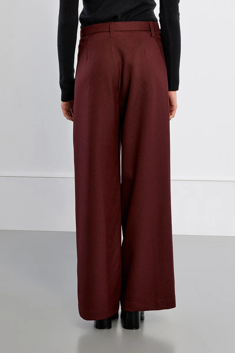 Belted Pleated Wide Leg Trouser