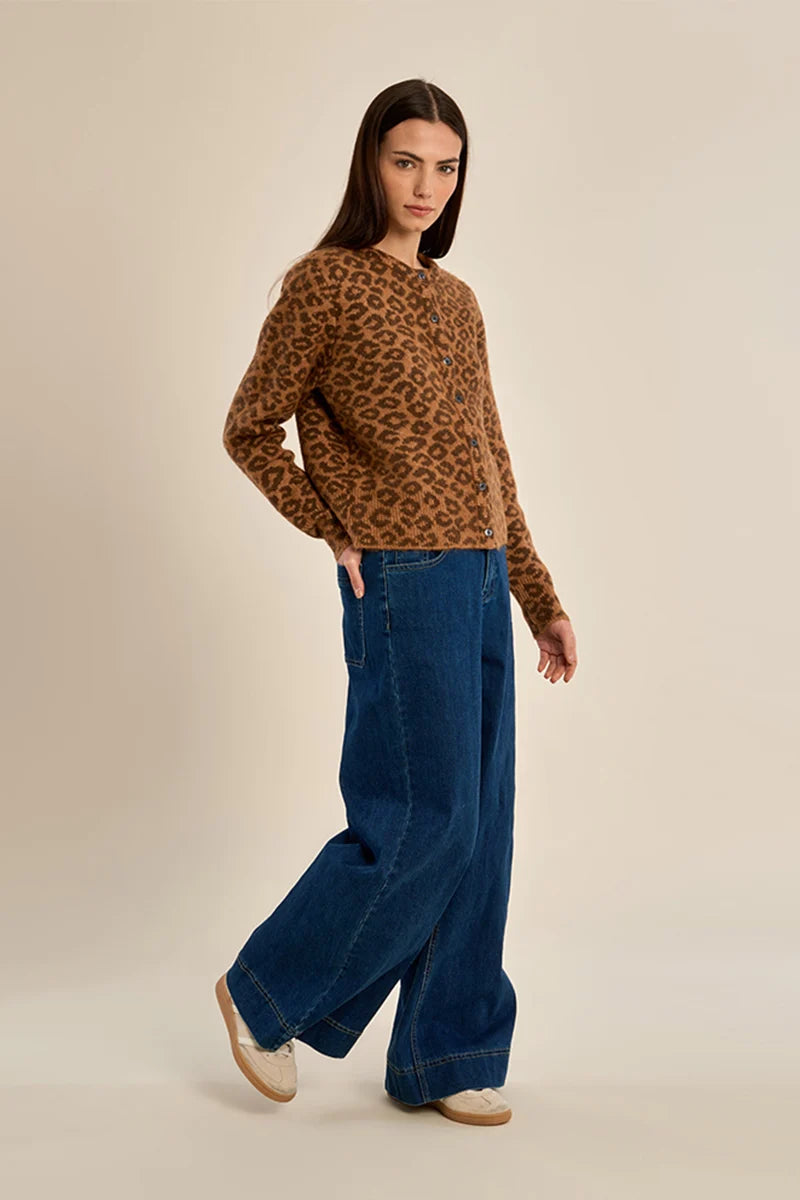 Leopard Print Buttoned Cardigan