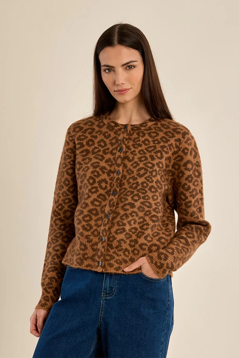 Leopard Print Buttoned Cardigan
