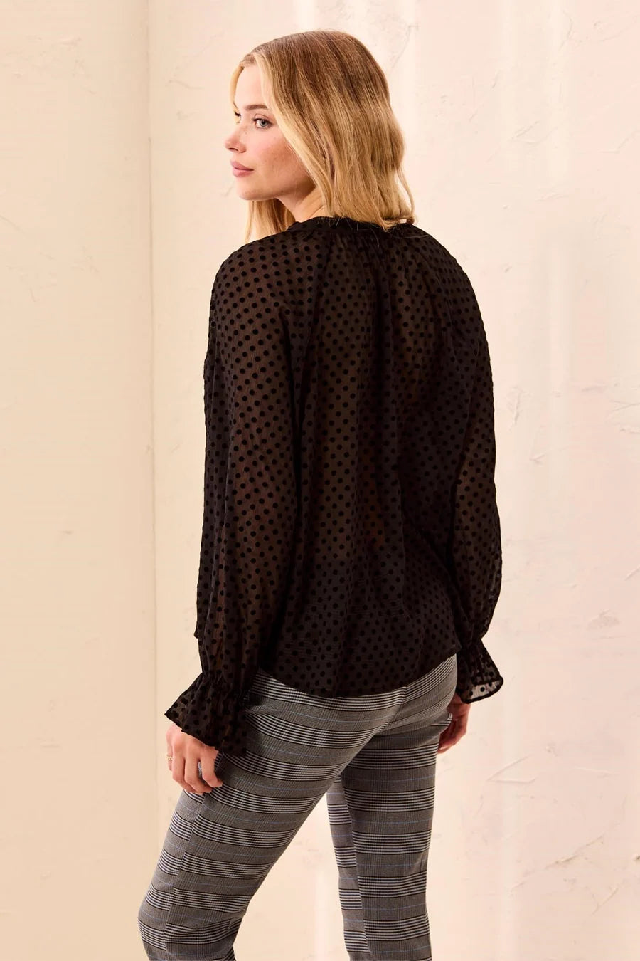 MB Long Sleeve Button Front Blouse with Tie