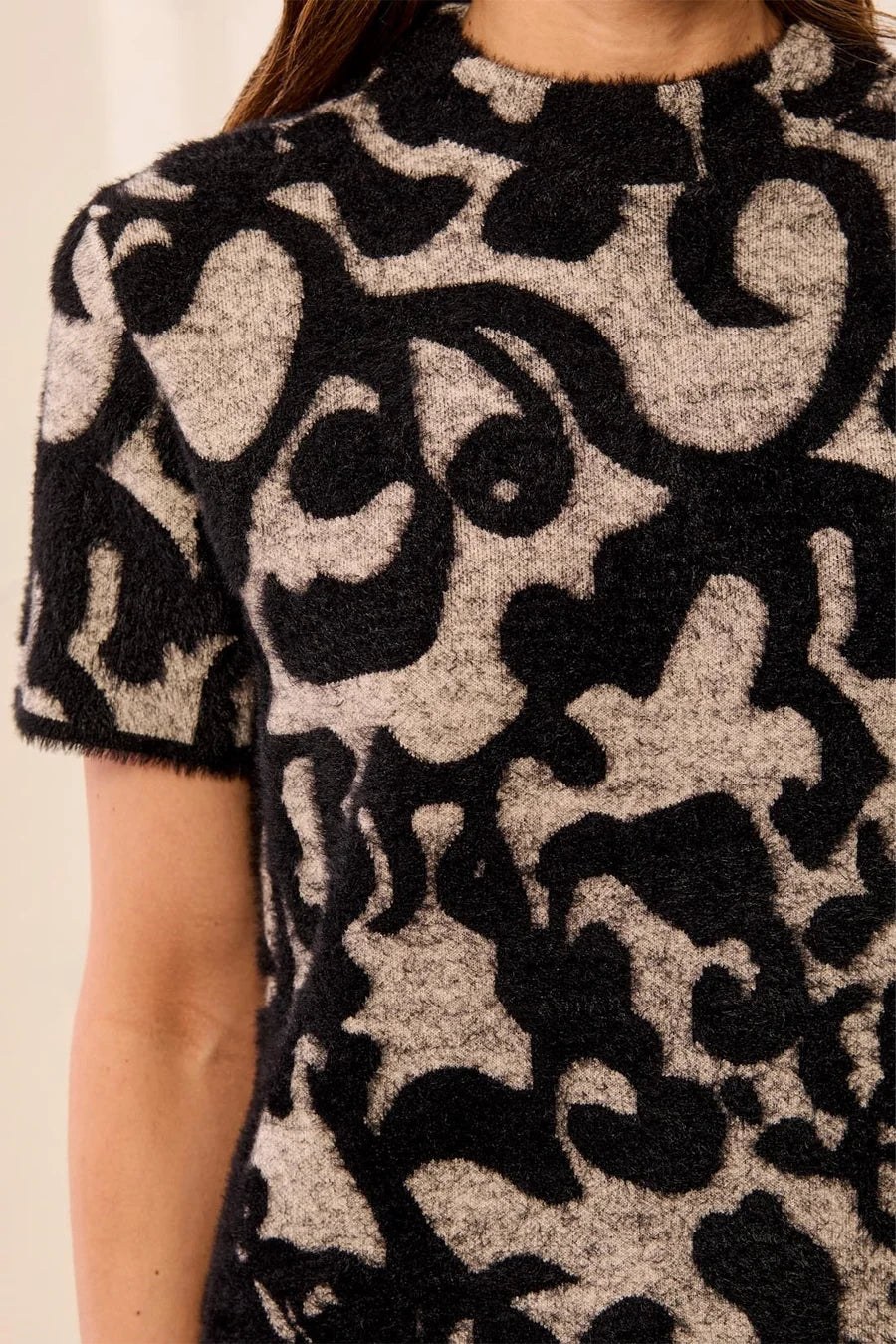 MB Short Sleeve Mock Neck Sweater Dress