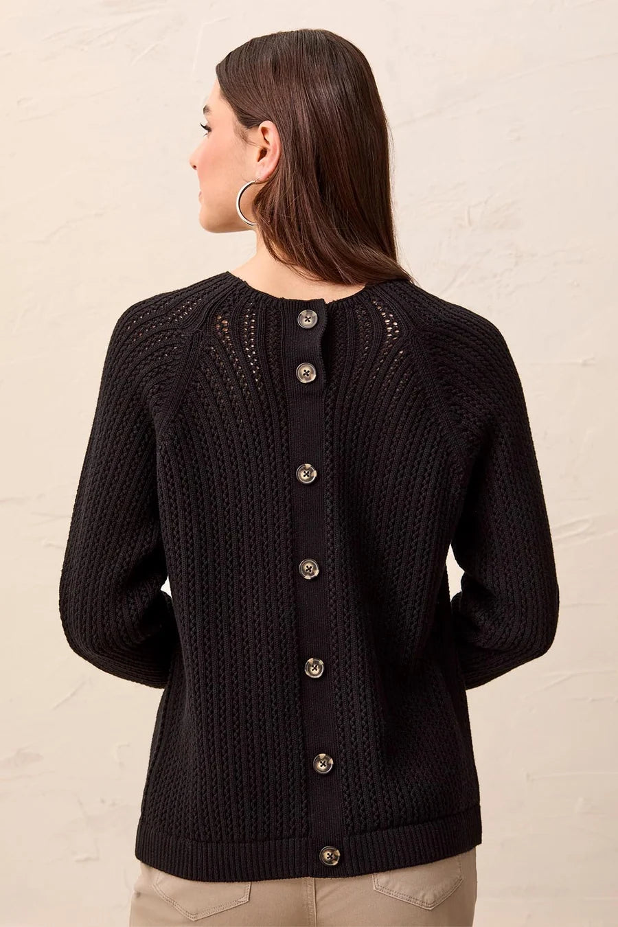 MB Cotton Button Back Long Sleeve Sweater