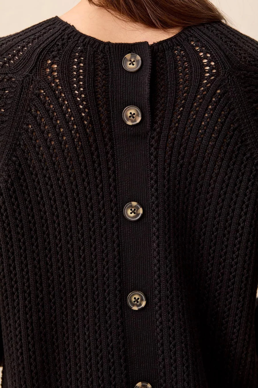 MB Cotton Button Back Long Sleeve Sweater