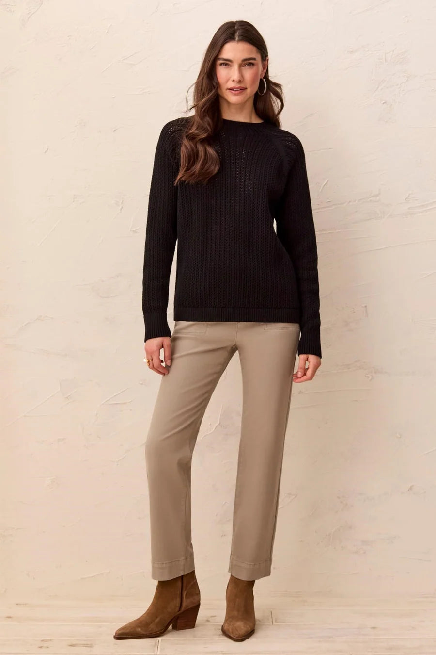 MB Cotton Button Back Long Sleeve Sweater