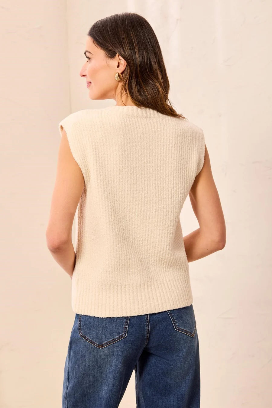 MB Soft Split Crew Neck Sleeveless Sweater