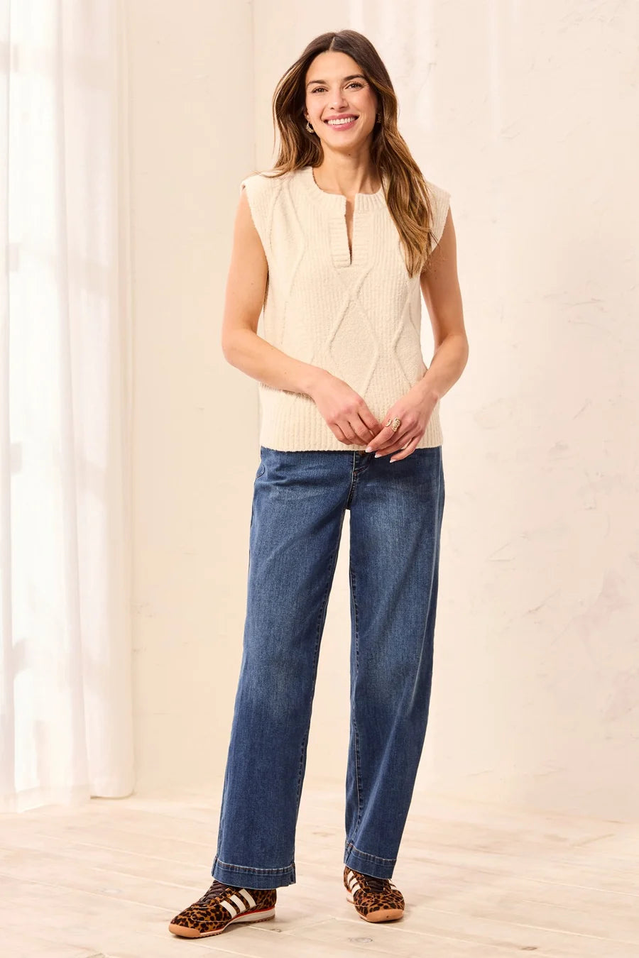 MB Soft Split Crew Neck Sleeveless Sweater