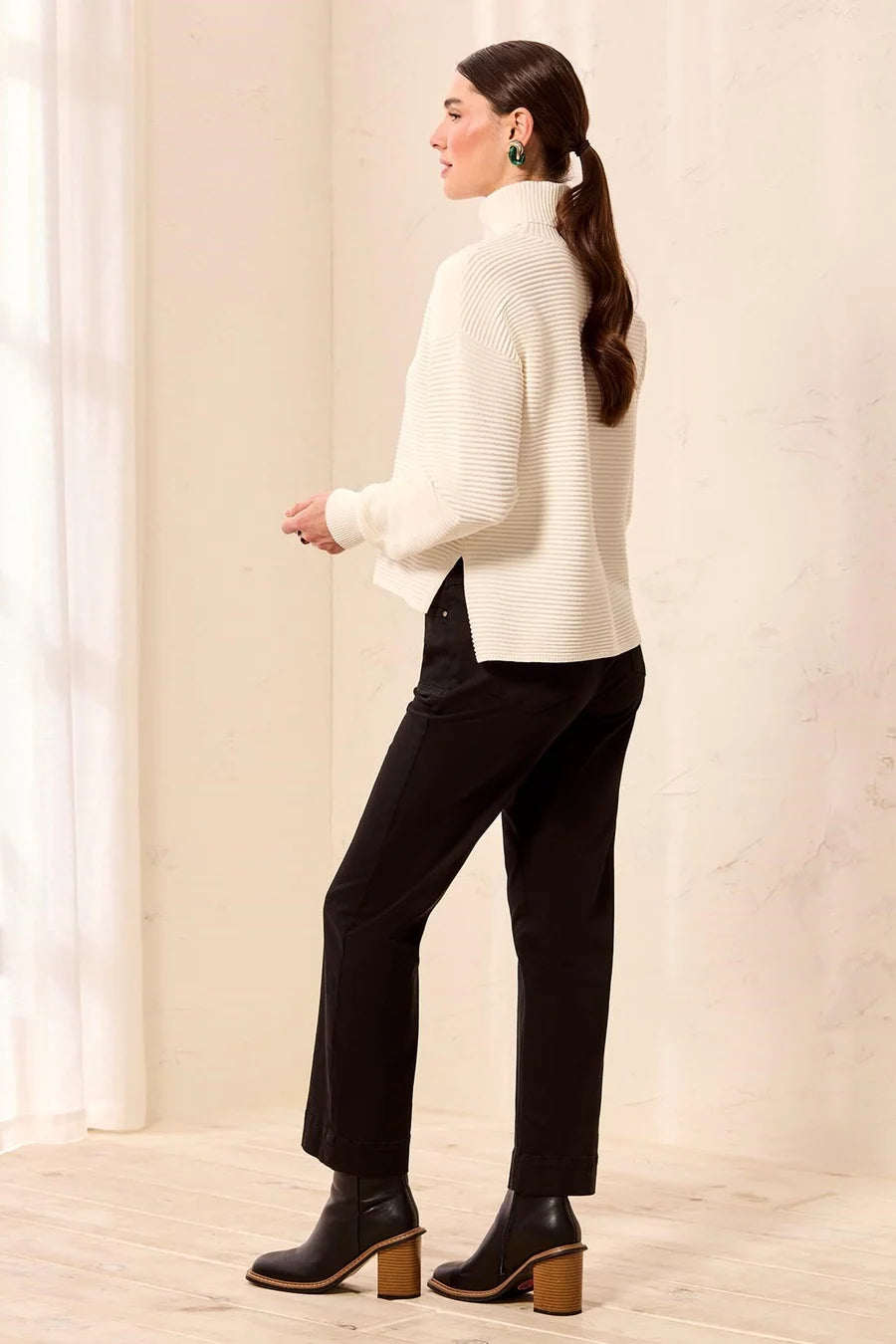 MB Ribbed Mock Neck with Side Slits