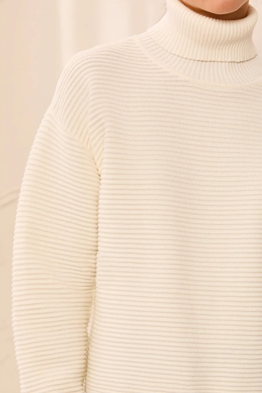 MB Ribbed Mock Neck with Side Slits