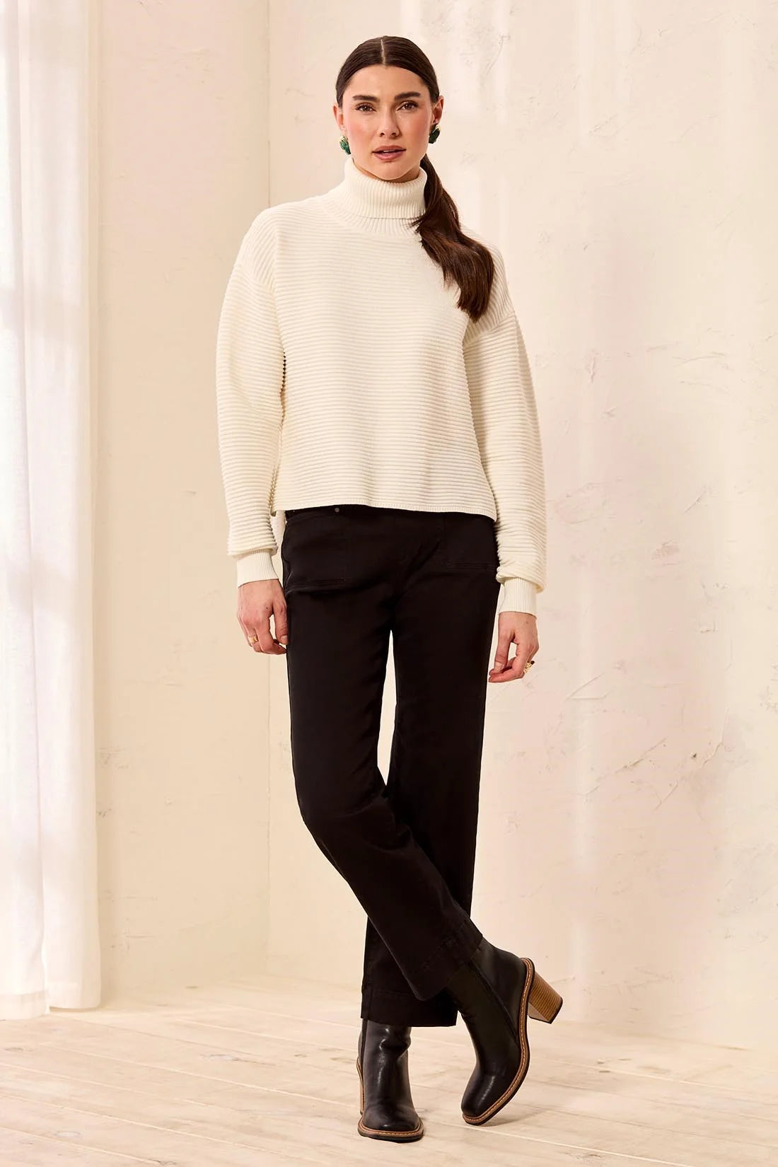 MB Ribbed Mock Neck with Side Slits