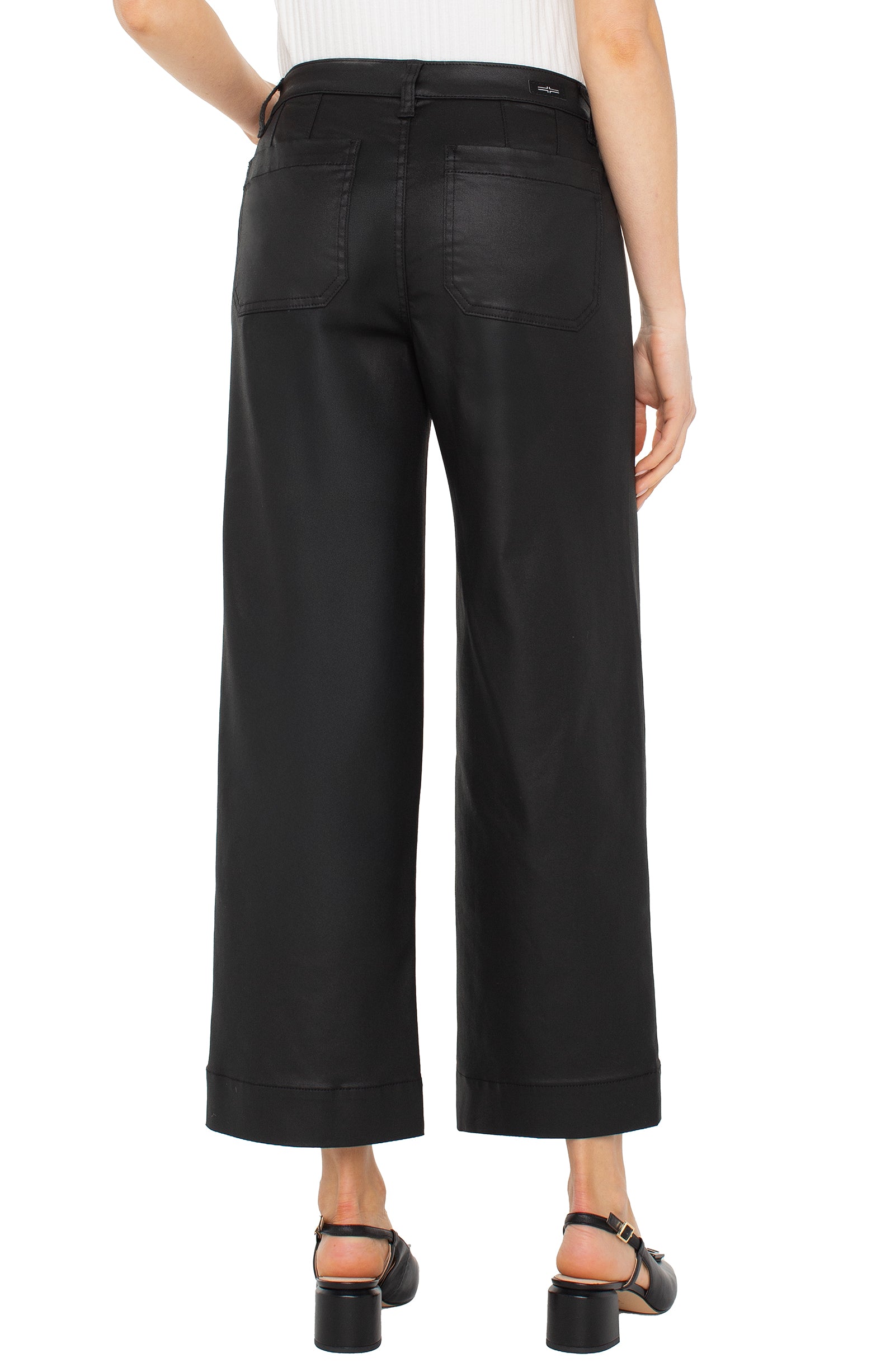 *FINAL SALE* Liverpool Coated Mid Rise Crop Wide Leg with Front Patch Pockets 27" Ins