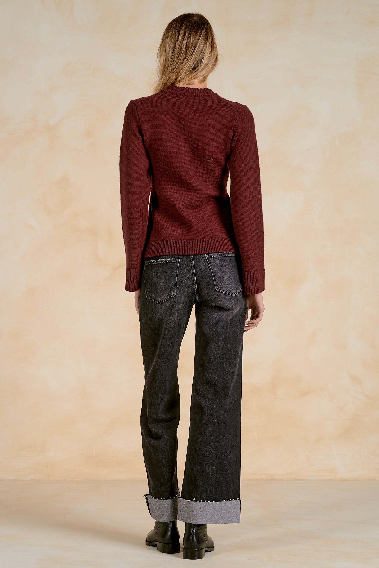 Heavy Button Front Cardigan with Flare Sleeve and Pockets