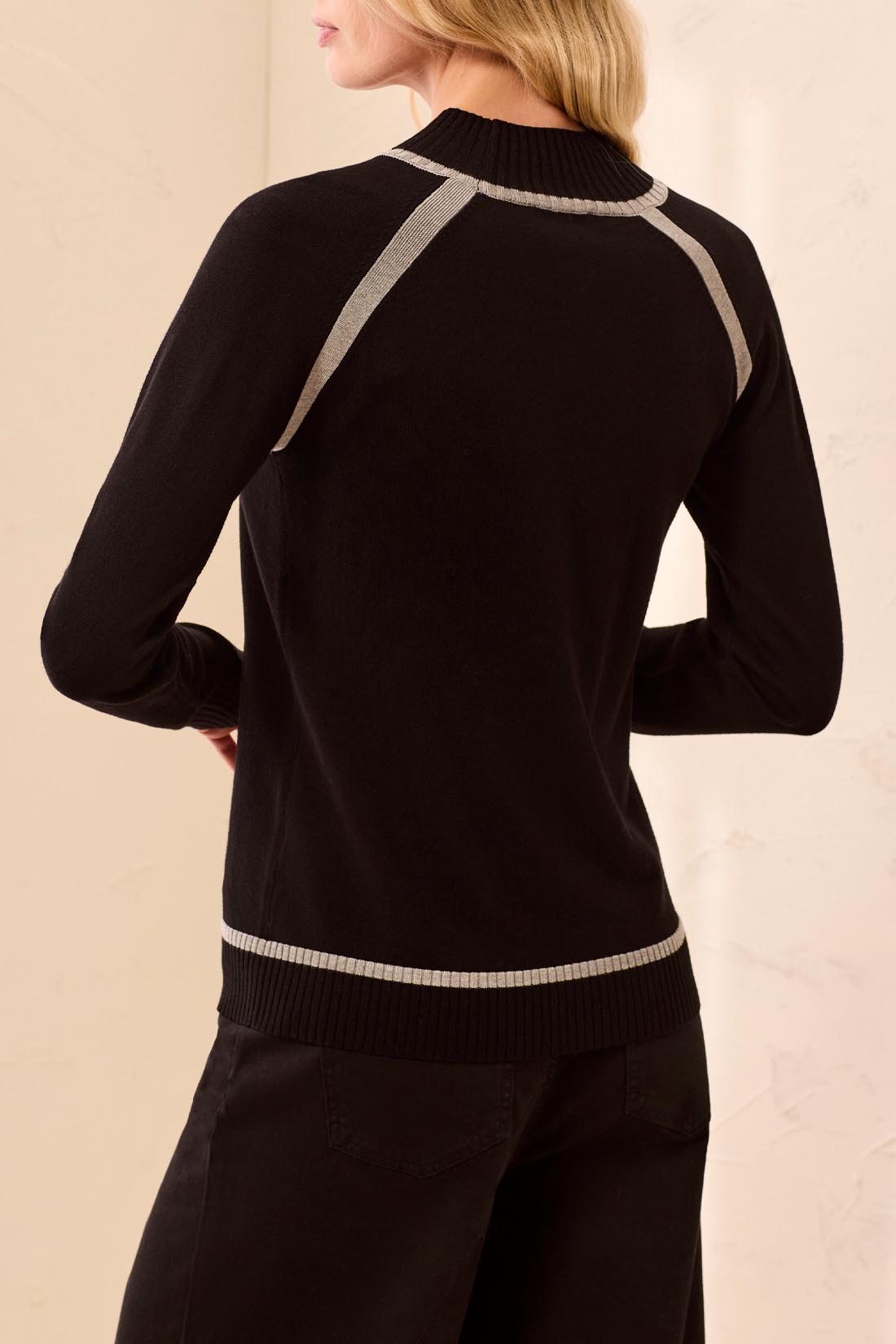 MB Mock Neck Sweater with Tipping Detail
