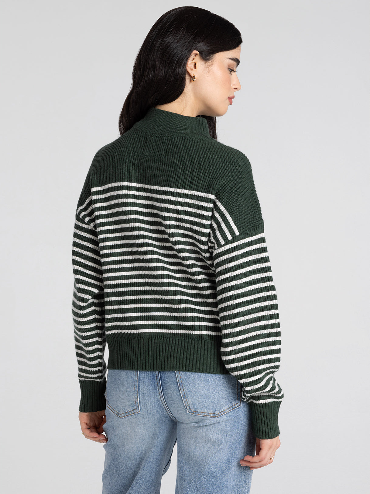 Quarter Zip Striped Pullover Sweater