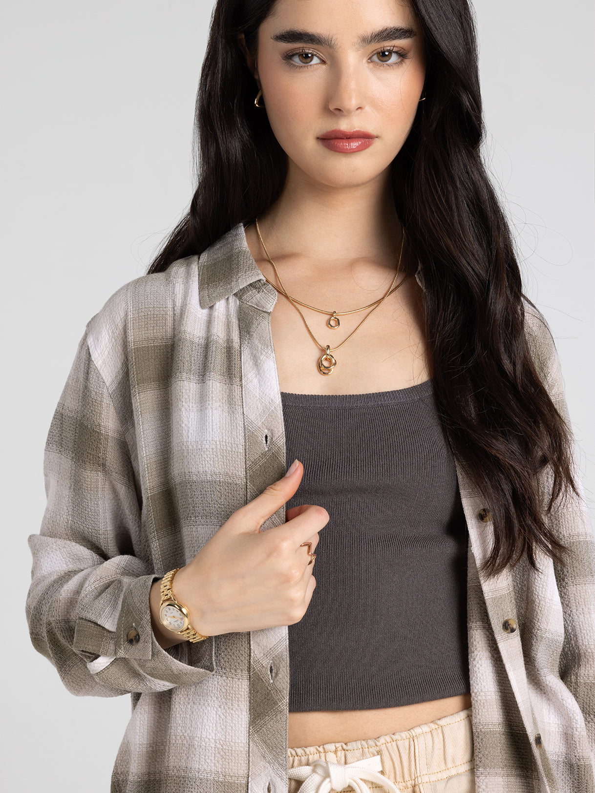 Plaid Button Down Relaxed Top
