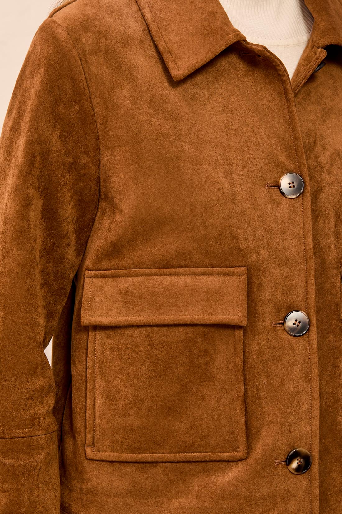 MB Button Front Suede Jacket with Pockets